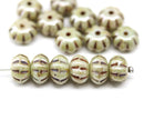 6x9mm Light picasso pumpkin rondelle Czech glass beads