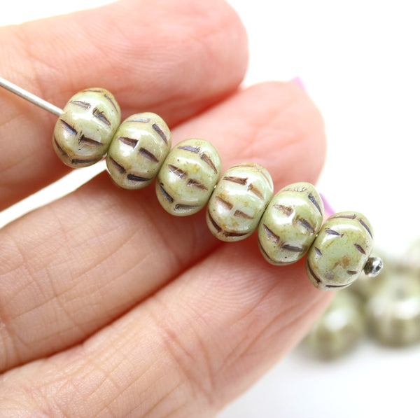 6x9mm Light picasso pumpkin rondelle Czech glass beads