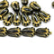 12x8mm Black tulip beads gold wash Czech glass flower - 20Pc