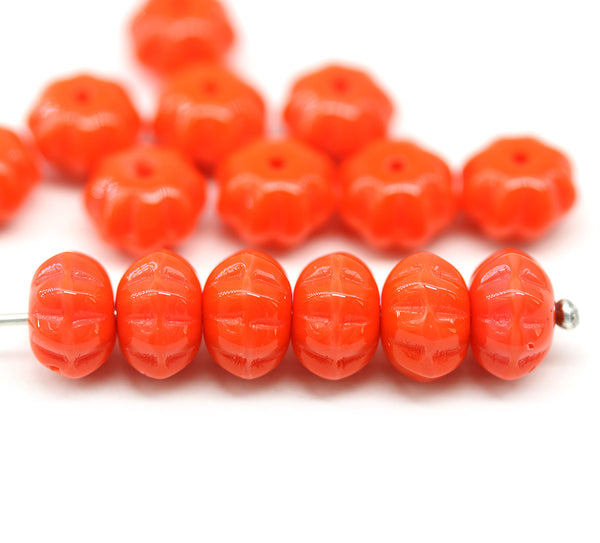 6x9mm Light red pumpkin rondelle Czech glass beads