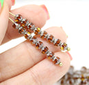 4mm Brown topaz glass cathedral czech glass beads, silver ends 40Pc