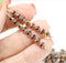 4mm Brown topaz glass cathedral czech glass beads, silver ends 40Pc