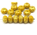 6x9mm Ocher yellow pumpkin rondelle Czech glass beads, gold wash