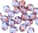 9x8mm Purple blue flat oval wavy czech glass beads, 20Pc
