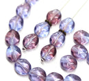 9x8mm Purple blue flat oval wavy czech glass beads, 20Pc