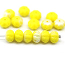 6x9mm Lemon Yellow pumpkin rondelle Czech glass beads