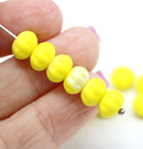 6x9mm Lemon Yellow pumpkin rondelle Czech glass beads