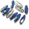 15x6mm Long bicones Crystal clear czech glass beads metallic blue - 10Pc