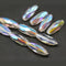 15x6mm Long bicones Crystal clear czech glass beads AB finish - 10Pc