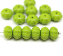 6x9mm Wasabi green pumpkin rondelle Czech glass beads