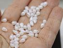 4x6mm White pearly luster small drops czech glass - 50Pc