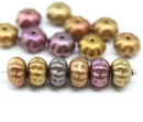 6x9mm Metallic pumpkin rondelle Czech glass beads