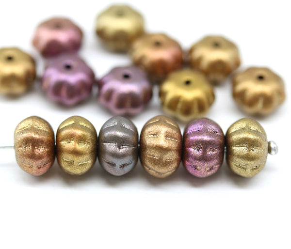 6x9mm Metallic pumpkin rondelle Czech glass beads