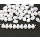 4x6mm White pearly luster small drops czech glass - 50Pc