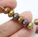 6x9mm Metallic pumpkin rondelle Czech glass beads