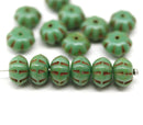 6x9mm Turquoise green pumpkin rondelle Czech glass beads