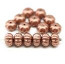6x9mm Metallic copper pumpkin rondelle Czech glass beads