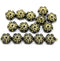 8mm Black gold inlays daisy flower czech glass beads, 15pc