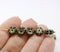 8mm Black gold inlays daisy flower czech glass beads, 15pc