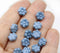 8mm Montana blue inlays daisy flower czech glass beads, 15pc