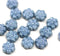 8mm Montana blue inlays daisy flower czech glass beads, 15pc