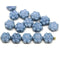 8mm Montana blue inlays daisy flower czech glass beads, 15pc