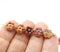 8mm Peach pink inlays daisy flower czech glass beads, 15pc
