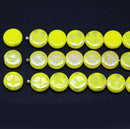 9mm 8mm Yellow coin czech glass beads, small round tablet shape, 15Pc