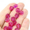8mm Bright pink daisy flower czech glass beads, 15pc