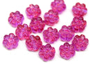 8mm Bright pink daisy flower czech glass beads, 15pc