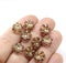 10mm Purple gold flower czech glass bead, 10pc