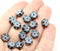 8mm Black and white inlays daisy flower czech glass beads, 15pc