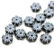 8mm Black and white inlays daisy flower czech glass beads, 15pc