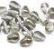 11x7mm Crystal clear pear shape teardrop czech glass beads metallic finish, 20pc