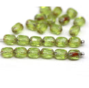 6x4mm Olive green rice czech glass fire polished beads picasso ends