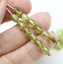 6x4mm Olive green rice czech glass fire polished beads picasso ends