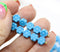 6mm Sky blue daisy flower czech glass beads, 30pc