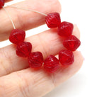 9mm Red transparent bicone Czech glass beads