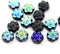 8mm Black metallic blue inlays daisy flower czech glass beads, 15pc