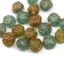 7mm Rose Bud Czech Beads Mix frosted glass