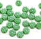 6mm Green daisy flower czech glass beads, 30pc