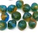 9mm Blue yellow bicone Czech glass beads