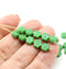 6mm Green daisy flower czech glass beads, 30pc