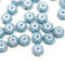 6mm Blue silver daisy flower czech glass beads, 30pc