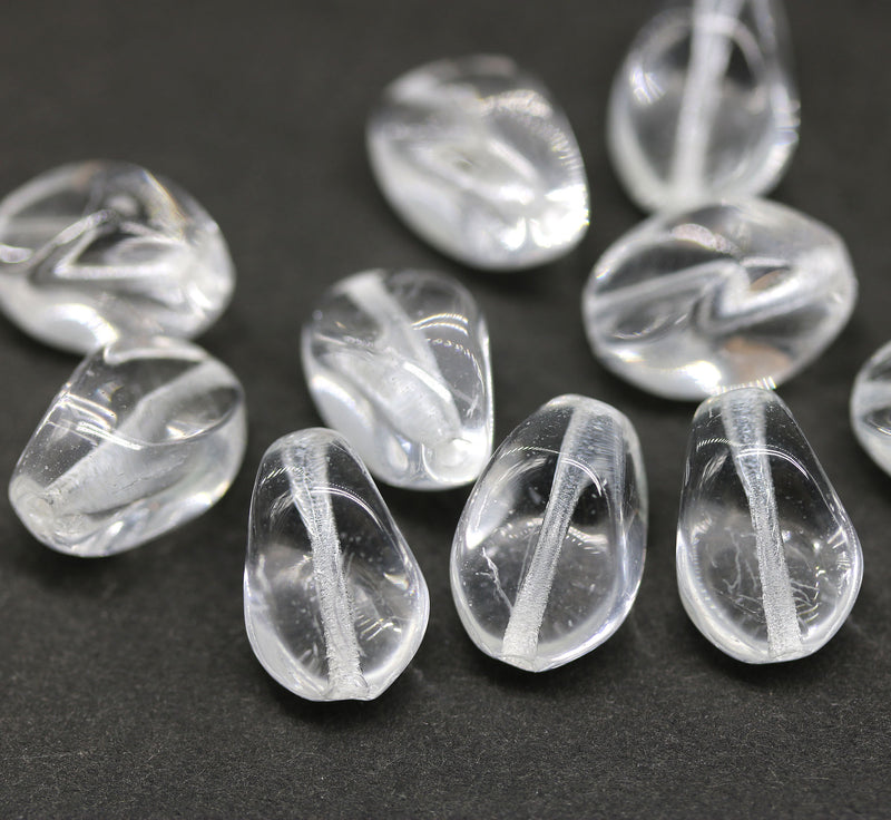 12x9mm Crystal clear barrel czech glass beads, 10Pc