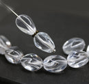 12x9mm Crystal clear barrel czech glass beads, 10Pc