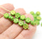 6mm Green gold wash daisy flower czech glass beads, 30pc