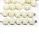 6mm Ivory cream daisy flower czech glass beads, 30pc