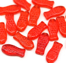 Red czech glass fish beads 14x7mm