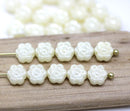 6mm Ivory cream daisy flower czech glass beads, 30pc